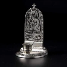 Saint Nektarios Candlestick - Orthodox Candle Holder, Christian Gift