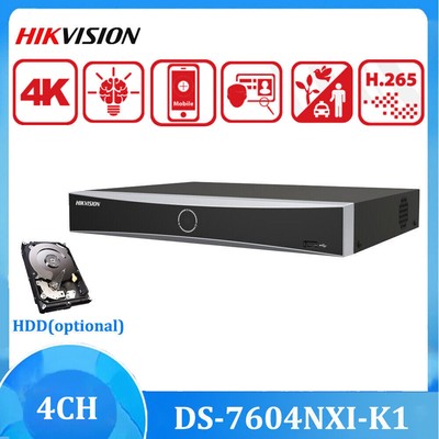 Hikvision DS-7604NXI-K1 4CH 4K 12MP AI NO-POE 1SATA AcuSense 4K NVR Plug&Play