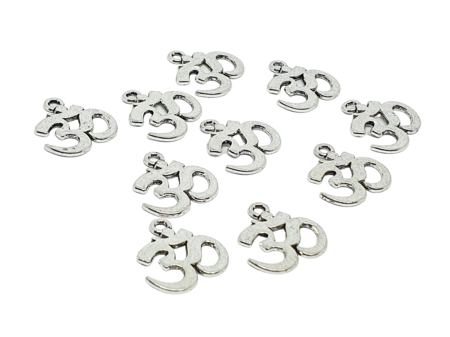 Om Symbol Charms 10 x Antique Tibetan Silver Spiritual Buddhist Mantra Charms Uk