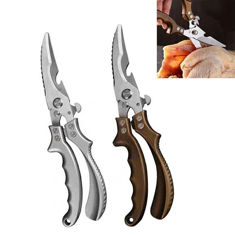 Geflügelschere Küchenschere Edelstahl Fleischschere Gezacktem Rand Knochenschere - Bild 2 von 4