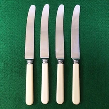 Atkinson Bros.~ Sheffield Dinner Knives ~ 4 Piece ~ Stainless Steel ~ Faux Bone 