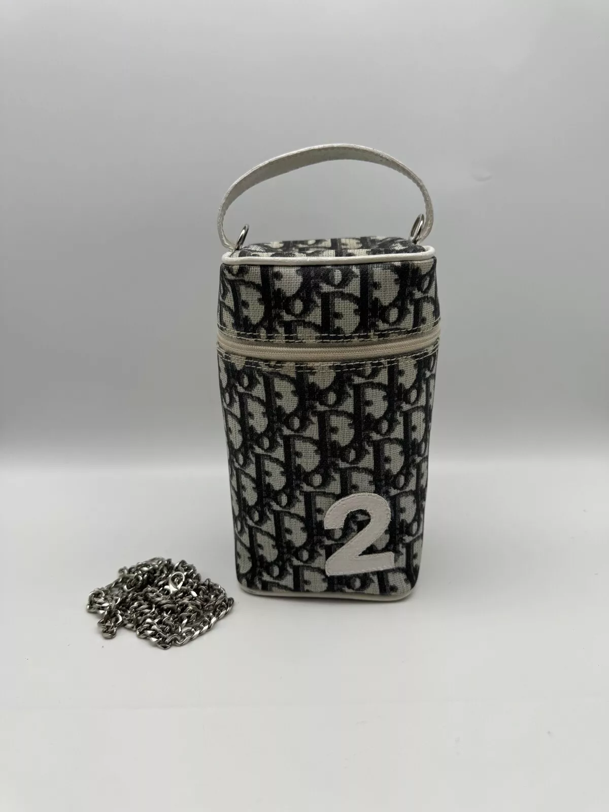 Sac vanité authentique Christian Dior trotteur noir n°2 sangle ajoutée sac bandoulière