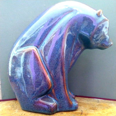 Very Large High Drip Glazed Ceramic/ Pottery Kodiak Bear Figurine