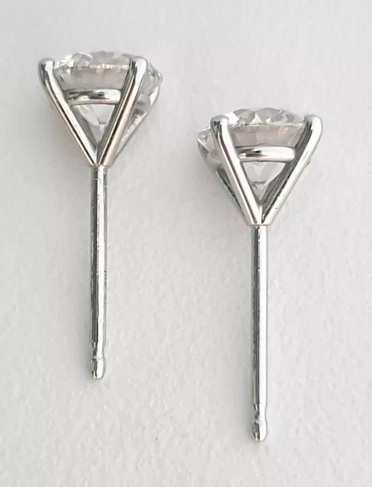 2.02 Ct Round Lab Grown E VVS2 Diamond Earrings 14K White Gold IGI Certified - Image 3 of 4