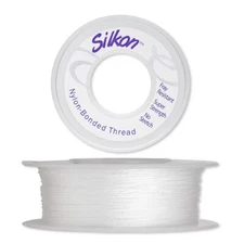 Thread, SILKON Bonded Nylon, #3 Heavy Weight White Beading 20 Yard Spool