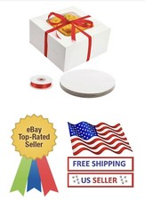 10 Sets 10x10x5 Inches Cake Boxes With Window White With Round Boards Ribbon