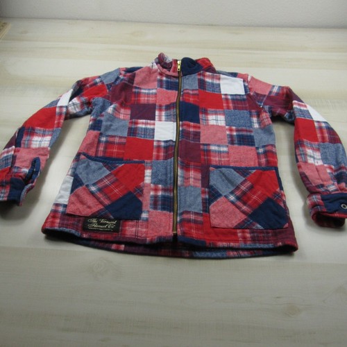Vermont Flannel Co Jacke Herren Extra Small Rot Blau Reißverschluss Patchwork Hergestellt in den USA