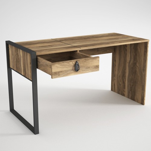 Computertisch Schreibtisch Bürotisch Arbeitstisch Metall Holz Schublade 4012 - Bild 2 von 5
