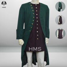 Men's Green 100 Wool 18th Century Style Man's Frock Coat Military Frock Coat