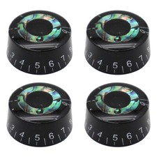 4Pcs Acrylic Guitar Knobs Volume Tone Control Knobs Black Inlaid Abalone Circle