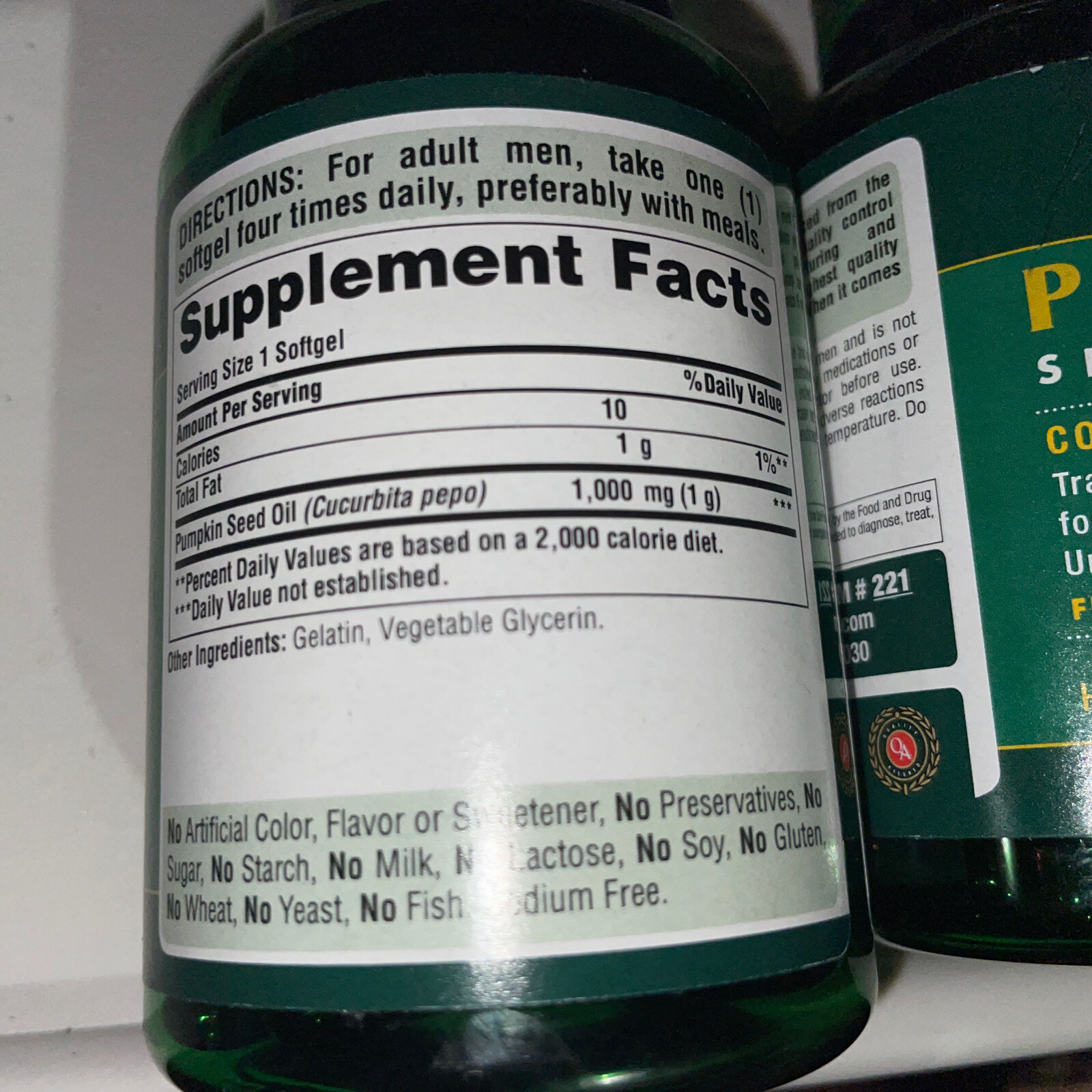 2 Puritan's Pride Pumpkin Seed Oil 1000 MG ** For Men Prostate & Urinary Health* 74312102219 eBay