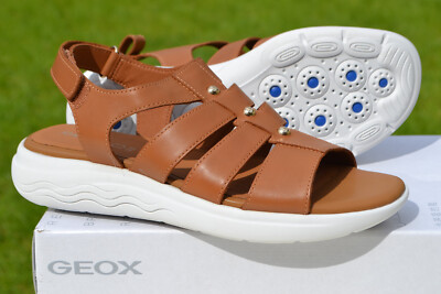Geox Damen Sandalen Neu mit Karton D SPHERICA D35ADC Camel Leder UK 7 / EU 40 UVP 93£
