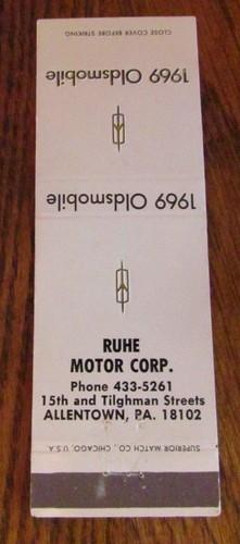 1969 OLDSMOBILE CAR DEALER: RUHE MOTORS (ALLENTOWN, PENNSYLVANIA) -K16