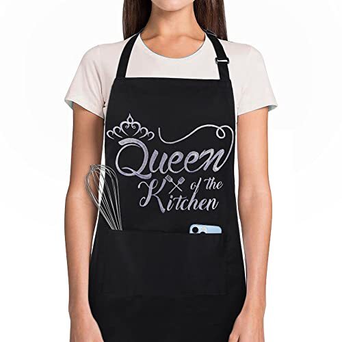 Funny Aprons for Women with Pockets, Kitchen Cooking Grilling  Assorted Colors 