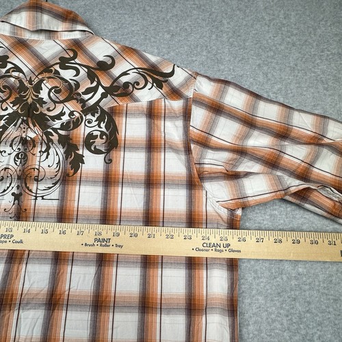 Camisa ajustada Panhandle para hombre XL a cuadros Brooks & Dunn perla bordada a presión occidental - Imagen 8 de 13