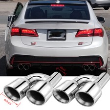 Pair 2.5" In Quad 4" Out Dual Wall Exhaust Tips Stainless Steel For Honda Accord