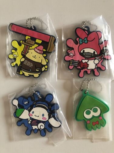 Splatoon 2 x Sanrio Characters Collaboration Rubber Charm Key Chain Set 4 Type - Picture 1 of 6