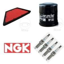 Service Kit Hiflo Air & Oil Filter + NGK Spark Plugs (4) For Kawasaki GTR 1400 A