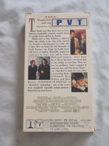 SLEEPLESS IN SEATTLE, TOM HANKS AND MEG RYAN, UNFORGETTABLE COMEDY ROMANCE, VHS - Picture 2 of 3