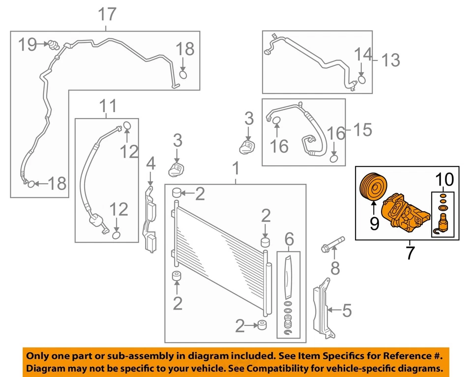 Compressor AC usado serve para: 2011 Suzuki Kizashi 2.4 grau A - Imagem 3 de 4