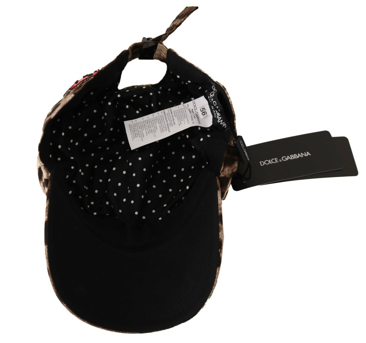 DOLCE & GABBANA Hat Brown Leopard Sequin Sicily Applique