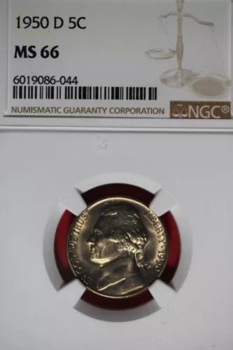 1950 -D NGC 5C MS66 JEFFERSON NICKEL #B48977