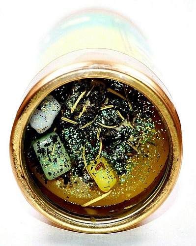 KERZE AROMA COCKTAIL VELADORA GELDZEICHNUNG VEN DINERO BEMALT GOLD - Bild 2 von 2