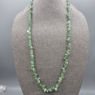 Tumbled Aventurine Stone Necklace 34'' Continuous Loop Over The Head