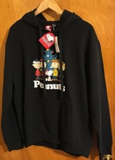 Peanuts Hoodie Mens Medium Black Snoopy
