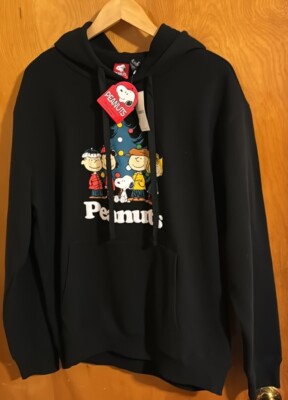 Peanuts Hoodie Mens Medium Black Snoopy