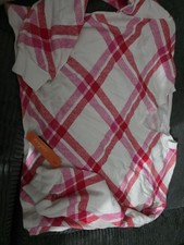 Colsie Women s Sm Cropped Sweatshirt Lightweight Pink Red White Lines NWOT