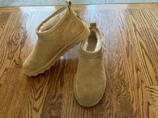 BEARPAW  Women's Super Shorty Boots US 9.5 Tan Suede Fur Lined Booties Boot-NEW