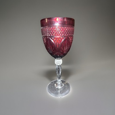 Vtg Late 20th Century Cranberry Ruby Red Cut Glass 8  goblets