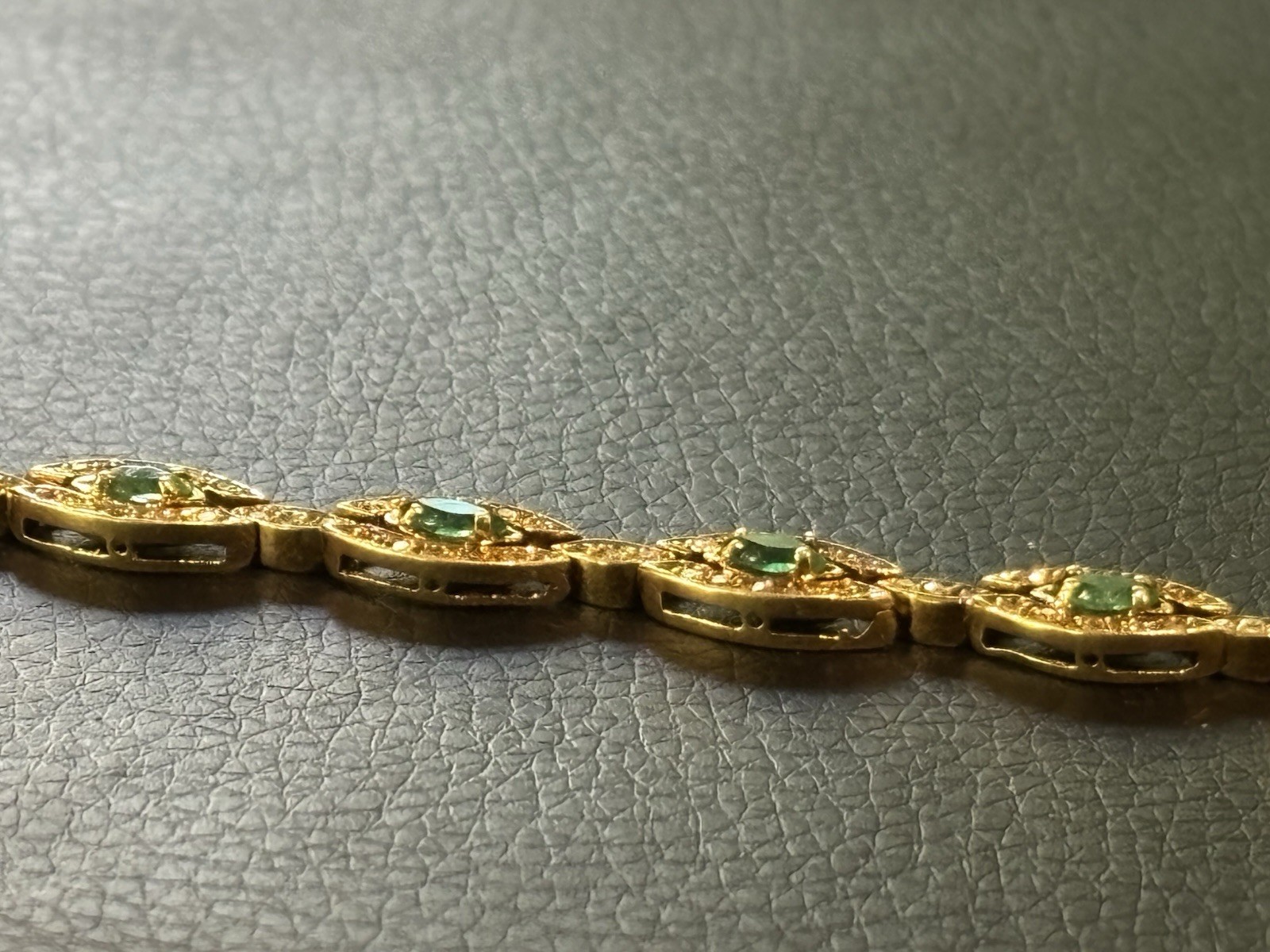 Heavy 18k Solid Yellow Gold Diamond & Emerald Bra… - image 4