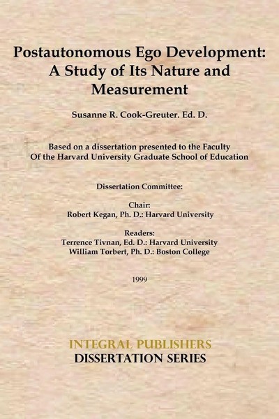 Postautonomous Ego Development | A Study Of Its Nature And Measurement | Buch-image