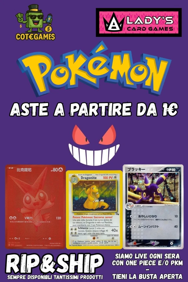[Live] 💣 ASTE POKEMON con partenza 1€ | con Lady's Card Game 💣