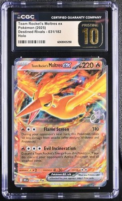 CGC 10 Pristine Team Rocket's Moltres ex 031/182 Destined Rivals