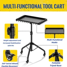 Mobile Folding Rolling Work Table – Adjustable Height & Magnetic Tool Storage