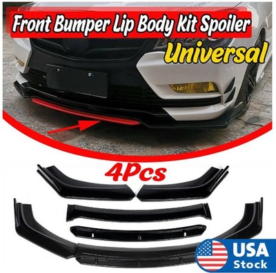4 Pcs Universal Glossy Black Auto Front Bumper Splitter Lip Full Surrounded USA