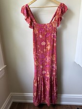 HOUSE OF HARLOW 1960 Floral Tiered Maxi Dress Coquette Pockets Loose Boho S