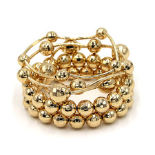 Gold Beaded Bracelet Set 5PC Stackable Stretch Bangles Women Fashion Jewelry