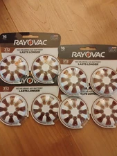 Rayovac 312 Hearing Aid Batteries 4x 16-Pack - 64 Batteries See Description NIB