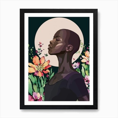 Woman In A Flower Garden 1 Art Prin Framed Wall Art Poster Canvas Print Picture