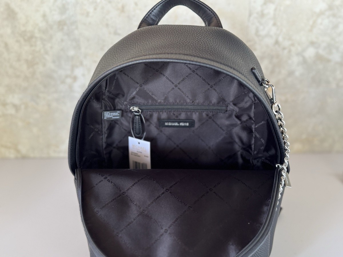 Michael Kors Slater Medium Chain Leather Backpack Black | eBay