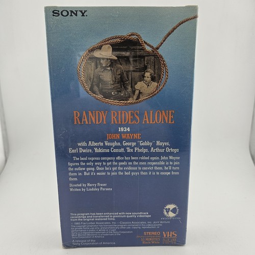 Randy Rides Alone John Wayne VHS Sealed 1934 Western Movie New Old ...