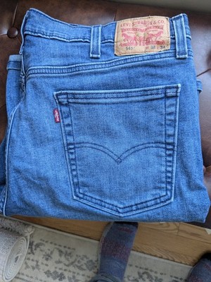 Levi's 541 Men's Regular Fit Straight Mid Rise Blue Denim Jeans Button Zip