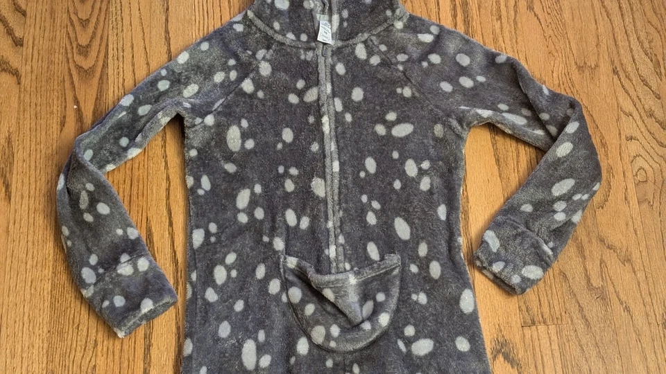 Pijama de una pieza de reno Justice Girls, niños talla 10, disfraz gris Navidad Foto 3 de 4