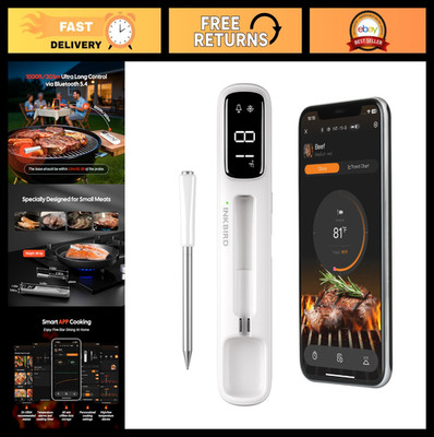 Wireless Meat Thermometer Bluetooth 1000ft Range, IP67 Waterproof, BBQ Grill Smo
