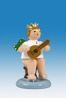 Engelmusikant Engel Sitzend Mit Mandoline Mit Krone HöHe Ca 6 Cm NEU Erzgebirge