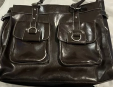 Worthington Brown Leather HandBag Travel Bag Purse Large Satchel